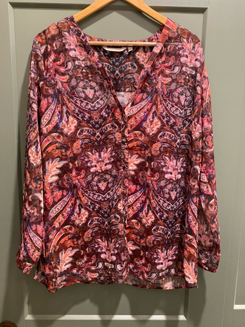 Soft Surroundings Sheer Floral Blouse with Tank Top